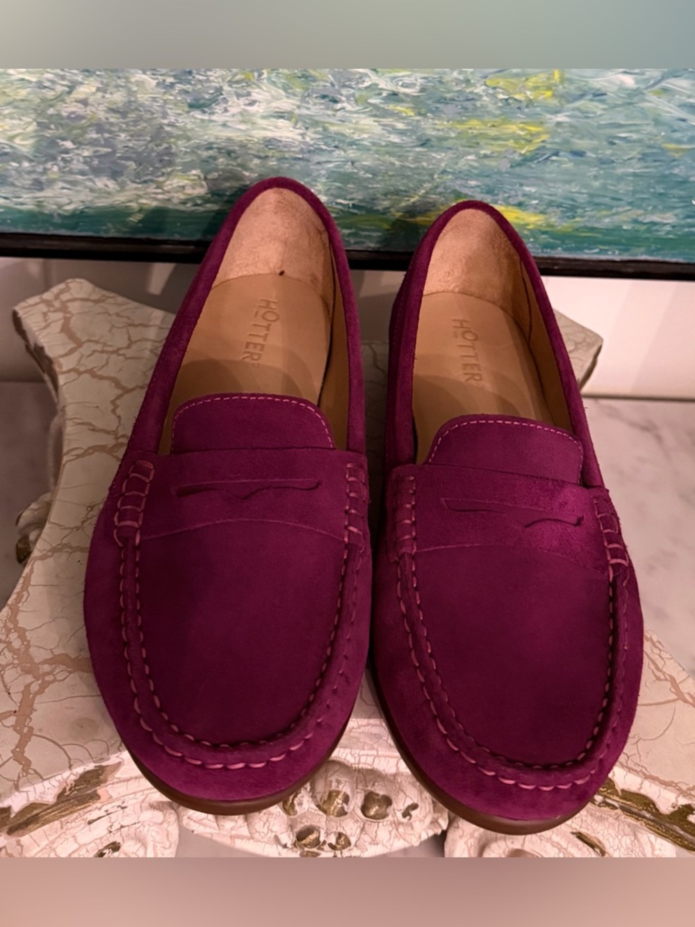 hotter Women's Suede Loafers in Vibrant Magenta